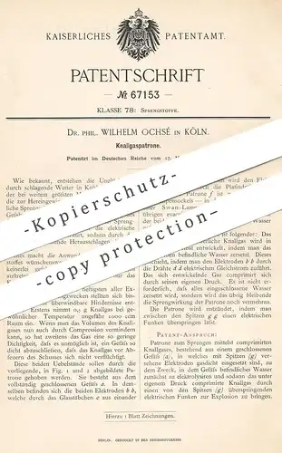 original Patent - Dr. Phil. Wilhelm Ochsé , Köln / Rhein , Knallgaspatrone | Gaspatrone | Gas , Bergwerk , Sprengstoff