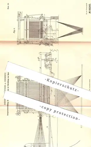 original Patent - Herrmann Günther , Chemnitz , 1894 , Herstellung von Damast , Jaquard | Weben , Weber , Webstuhl !!!