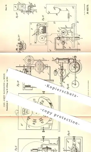 original Patent - Carl Albert Mayrhofer , Berlin , 1887 , Pneumatische Zentral - Regulierung für Lüftung u. Heizung !!!