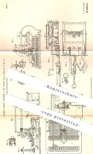 original Patent - Albert John Kletzker , St. Louis , Missouri , USA , 1890 , Matrizen - Stanzmaschine | Druck , Drucker