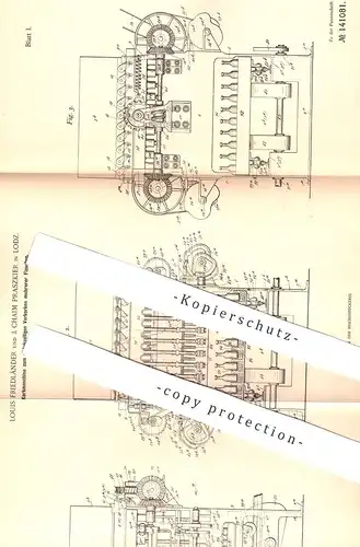 original Patent - Louis Friedländer und J. Chaim Prszkier , Lodz , 1901 , Korkmaschine zum Verkorken mehrerer Flaschen !