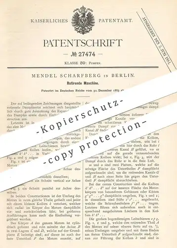 original Patent - Mendel Scharfberg , Berlin  1883 , Rotierende Maschine | Dampfmotor , Motor , Motoren , Pumpe , Pumpen