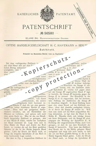 original Patent - OHG H. C. Havemann , Berlin , 1890 , Zahlbrett | Münzbrett , Geld , Verkaufen , Münzen , Verkäufer !