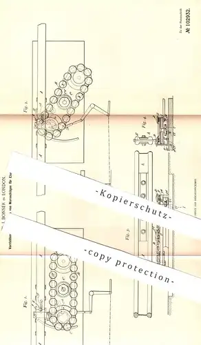 original Patent - W. J. Bonser , London , England 1897 , Auslegen der Warnschläge für Eisenbahnen | Eisenbahn Schaltwerk