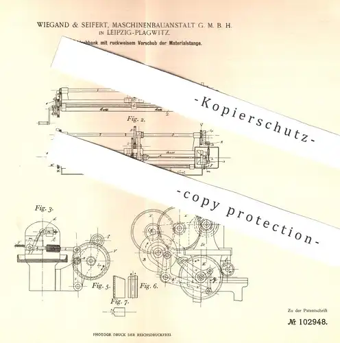 original Patent - Wiegand & Seifert Maschinenbauanstalt GmbH , Leipzig / Plagwitz , 1897 , Kugeldrehbank | Drehbank !!!