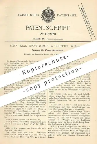 original Patent - John Isaac Thornycroft , Chiswick , England , 1897 , Feuerung für Wasserröhrenkessel | Kessel !!!
