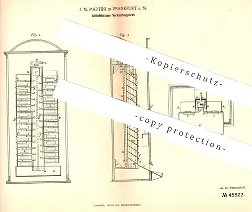 original Patent - J. M. Martini , Frankfurt / Main , 1888 , Selbsttätiger Verkaufsapparat | Verkaufsautomat , Automat !