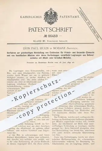 original Patent - Léon Paul Hulin , Modane , Savoyen  1894 , Herstellung von Elektroden | Elektrode , Strom , Elektriker