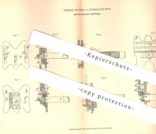 original Patent - Thomas Watson , Juchallock Row , 1878 , Billardqueue - Auflage | Billard - Queue | Pool , Sport !!!