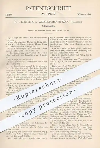 original Patent - P. H. Keseberg , Wesselburenerkoog / Holstein / Heide / Eider  1880 , Bettfederboden | Bett , Matratze