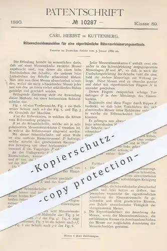 original Patent - Carl Herbst , Kuttenberg , 1880 , Rübenschneidemaschine | Rüben Schneidemaschine | Messer , Zuckerrübe