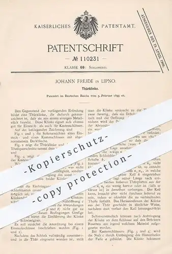 original Patent - Johann Frejde , Lipno , Tschechien , 1899 , Türklinke | Tür Klinke | Schlosser , Schlosserei , Schloss