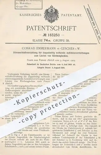 original Patent - Conrad Emmermann , Gescher / Westfalen / Coesfeld 1905 , Antrieb z. Läuten von Kirchenglocken | Glocke