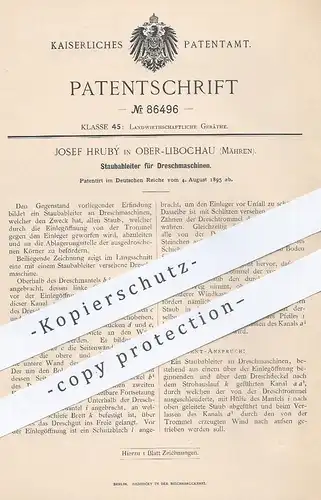 original Patent - Josef Hrubý , Ober Libochau / Mähren 1895 , Staubableiter für Dreschmaschinen | Drescher , Mähdrescher