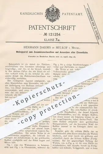 original Patent - Hermann Dahms , Melkof , Mecklenburg 1899 , Walze zum Zusammenschweißen & Auswalzen alter Eisenstücke