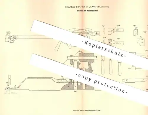 original Patent - Charles Fischer , Laxou , Frankreich , 1879 , Nähmaschine | Nähmaschinen | Näherin , Schneider !!!