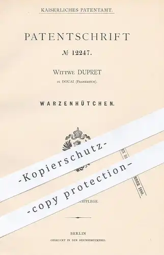 original Patent - Witwe Dupret , Douai , Frankreich , 1880 , Warzenhütchen | Warzen , Arzt , Medizin , Apotheker !!!