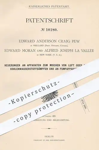 original Patent - Edward A. Craig Pew , Welland , Kanada | E. Moran , Alfred J. la Vallée , USA , Luft - Gas - Gemisch
