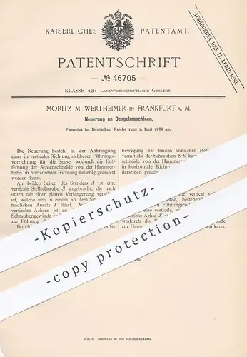 original Patent - Moritz M. Wertheimer , Frankfurt / Main , 1888 , Dengelmaschine | Dengel , Sense , Landwirtschaft !!