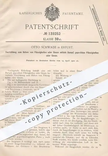 original Patent - Otto Schwade , Erfurt , 1902 , Heben von Flüssigkeiten o. Gas mittels Dampf | Gase , Chemie !!