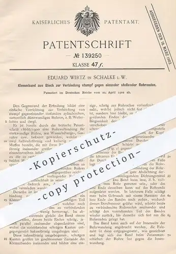 original Patent - Eduard Wirtz , Schalke , 1902 , Verbindung von Rohren | Rohr , Rohre , Metall , Blech !!