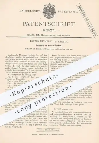 original Patent - Bruno Heinerici , Berlin , 1882 , Ausziehtisch | Tisch zum Ausziehen | Tischler , Holz , Möbel !!