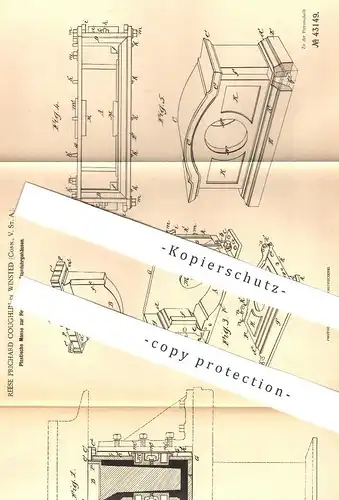 original Patent - Reese Prichard Coughlin , Winsted , USA , 1887 , Plastische Masse zur Herst. von Standuhrgehäuse | Uhr