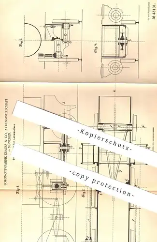 original Patent - Lokomotivfabrik Krauss & Co. AG , München , 1887 , Drehgestell f. Lokomotiven | Lokomotive , Eisenbahn