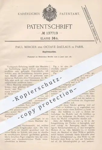 original Patent - Paul Mercier , Octave Daulaus , Paris , 1901 , Kopiermaschine | Kopierer | Druck , Fräsen , Modellbau