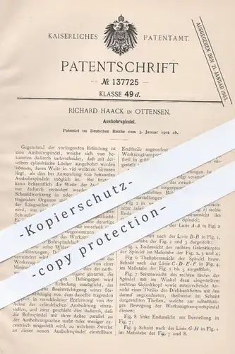 original Patent - Richard Haack , Hamburg / Ottensen , 1902 , Ausbohrspindel | Bohrspindel , Bohrmaschine , Bohrer !!