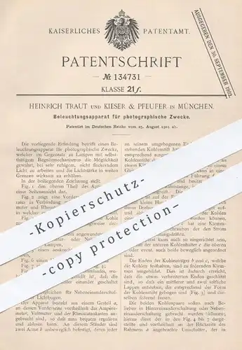 original Patent - Heinrich Traut u. Kieser & Pfeufer , München , 1901 , Beleuchtungsapparat für Fotografie | Fotograf !