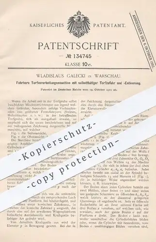 original Patent - Wladislaus Galecki , Warschau , 1901 , Fahrbare Torfverarbeitungsmaschine | Torf , Erde , Torfgrube !