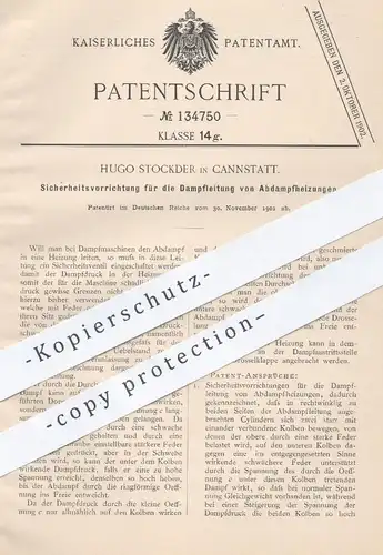 original Patent - Hugo Stockder , Cannstatt , 1901 , Dampfleitung von Abdampfheizungen | Dampf - Heizung , Dampfmaschine