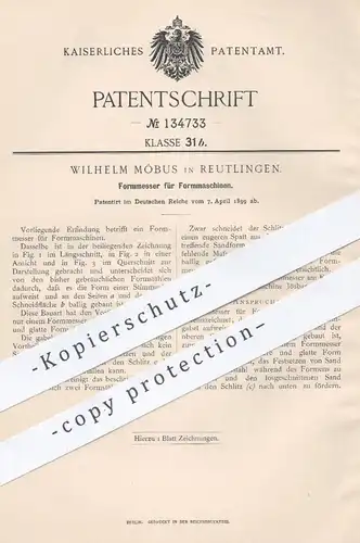 original Patent - Wilhelm Möbus , Reutlingen , 1899 , Formmesser für Formmaschinen | Form , Formen , Messer !!