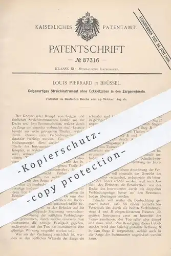 original Patent - Louis Pierrard , Brüssel , 1895 , Geigenartiges Streichinstrument | Geige , Geigen , Violine , Musik