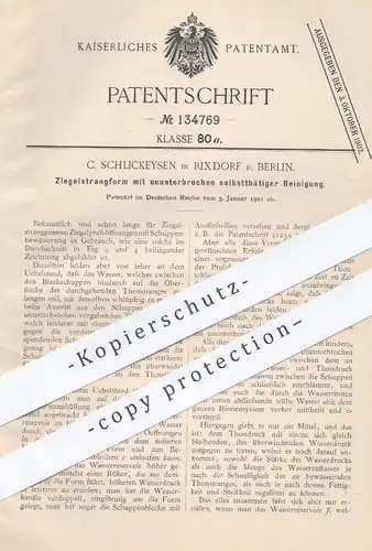 original Patent - C. Schlickeysen , Rixdorf / Berlin , 1901 , Ziegelstrangform | Ziegel - Form | Ziegelei , Tonziegel !!