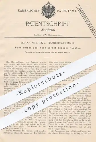 original Patent - Johann Nielsen , Hamburg / Eilbeck , 1895 , Nach außen u. innen aufschlagendes Fenster | Fensterbauer