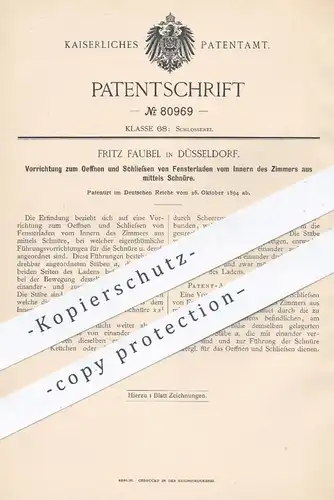 original Patent - Fritz Faubel , Düsseldorf , 1894 , Öffnen & Schließen von Fensterladen | Fenster , Rolladen , Jalousie