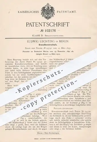 original Patent - L. Uechting , Berlin , 1897 , Krawattenverschluss | Krawatte , Krawatten , Schlips , Mode , Schneider