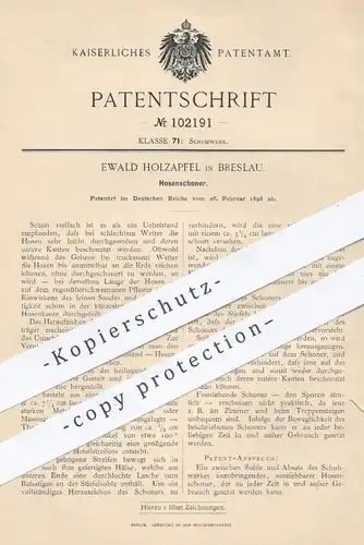 original Patent - Ewald Holzapfel , Breslau , 1898 , Hosenschoner | Schoner für Hose , Hosen | Schuhe , Schuhwerk , Mode