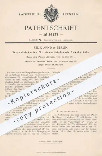 original Patent - Felix Arnd , Berlin , 1895 , Verschlusskasten für Gewehrläufe | Gewehre , Waffen , Militär , Jagd !!!