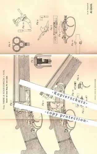original Patent - Thieme & Schlegelmilch , Suhl , 1892 , Gewehr mit Abzug für zwei Läufe | Gewehre , Waffen , Militär !