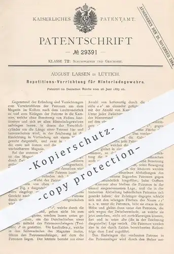 original Patent - August Larsen , Lüttich  1883 , Hinterladegewehre | Gewehr , Waffen , Jagd , Militär , Maschinengewehr