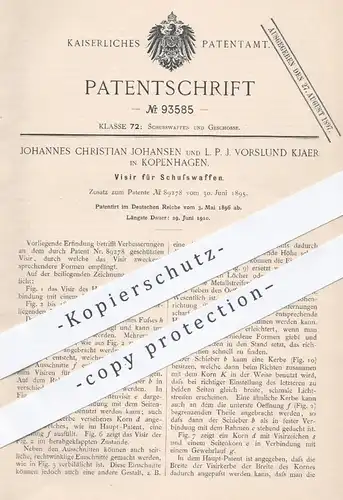 original Patent - Joh. Ch. Johansen / L. P. J. Vorslund Kjaer , Kopenhagen , 1896 , Visier für Schusswaffen | Waffen !!!