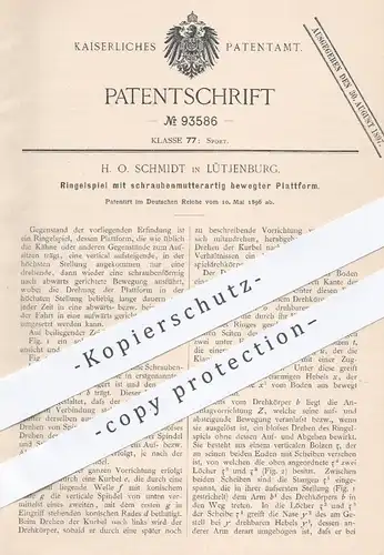 original Patent - H. O. Schmidt , Lütjenburg , 1896 , Ringelspiel | Spiel , Spielen , Karussell , Sport , Schausteller !