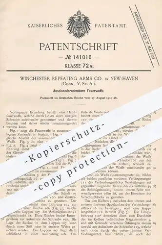 original Patent - Winchester Repeating Arms Co. , New Haven USA , 1901 , Feuerwaffe | Waffe , Gewehr , Waffen , Militär