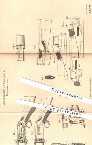 original Patent - Andrew Burgess , Buffalo , USA , 1894 , Zusammenklappbares Gewehr | Gewehre , Waffen , Jagd , Militär