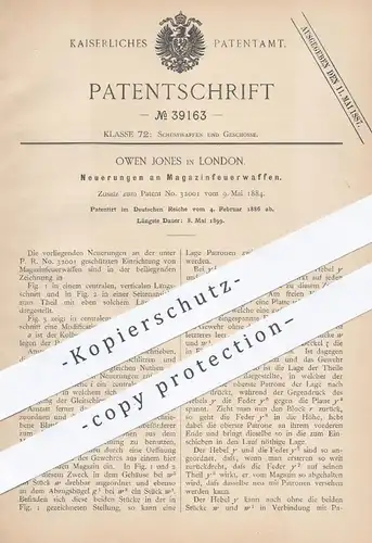 original Patent - Owen Jones , London , 1886 , Magazinfeuerwaffe | Feuerwaffe , Gewehr , Waffe , Jagd , Militär , Waffen