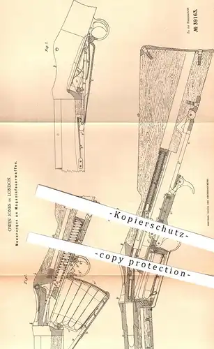 original Patent - Owen Jones , London , 1886 , Magazinfeuerwaffe | Feuerwaffe , Gewehr , Waffe , Jagd , Militär , Waffen