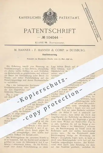 original Patent - Hanner & Comp. , Duisburg , 1898 , Ventilsteuerung für Dampfmaschinen | Ventil - Steuerung | Motor !
